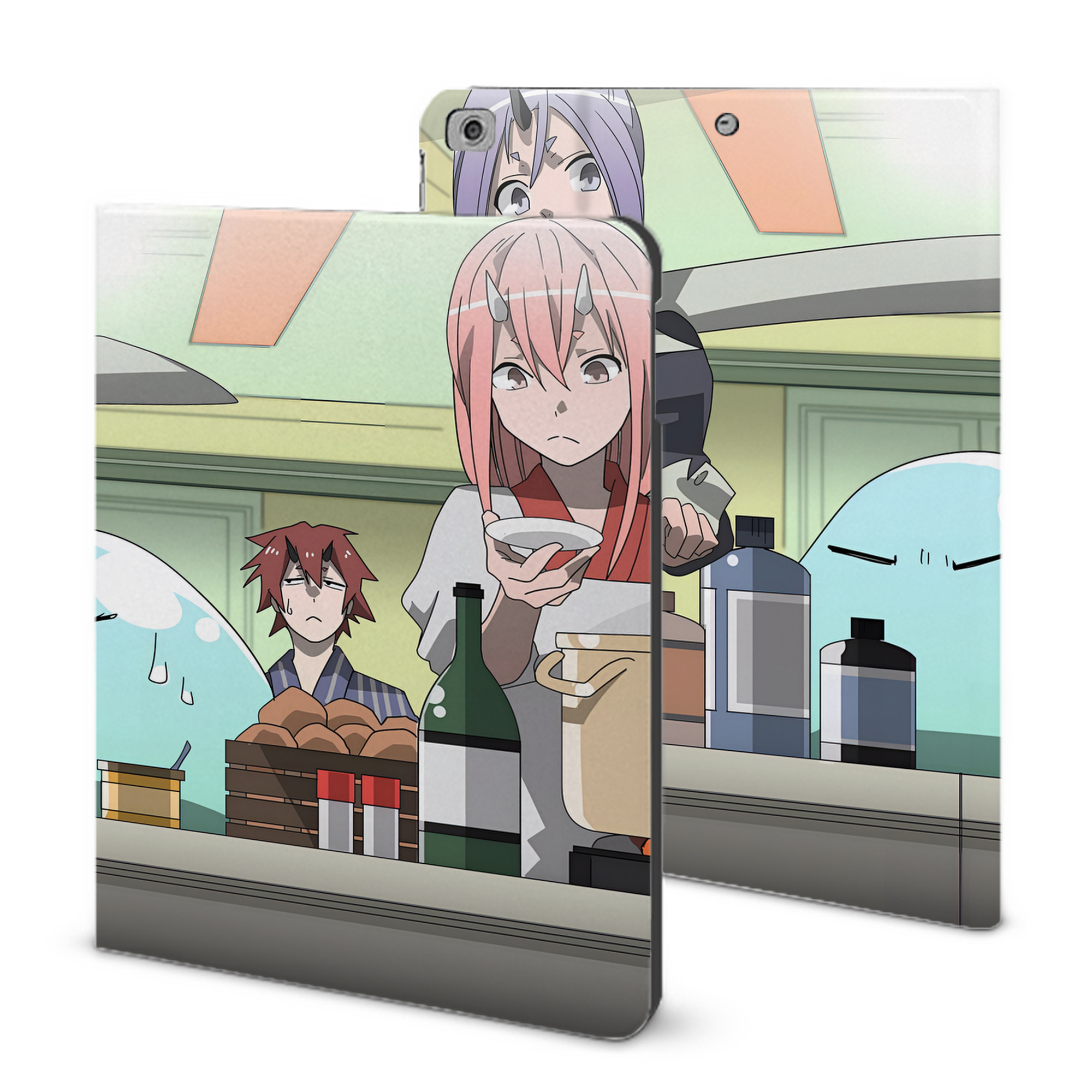 （画像用） 転スラ Regarding Reincarnated to Slime IPad ケース ブック型 PUレザー TPU 耐衝撃 軽量 薄型 ペン収納なし 全面保護 IPad 各モデル対応